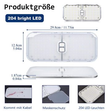 Bedee Deckenleuchte 204 LED Lampe Dimmbar Wohnmobil Auto Innenbeleuchtung 12V, LED fest integriert