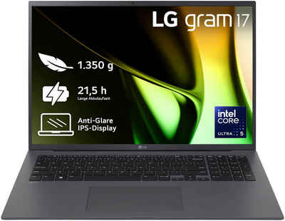 LG Gram 17" Ultralight Laptop, IPS-Display, 8 GB RAM, Windows 11 Home, Business-Notebook (43,18 cm/17 Zoll, Intel Core Ultra 5 125H, ARC, 512 GB SSD, 17Z90S-G.AR56G, 2024)
