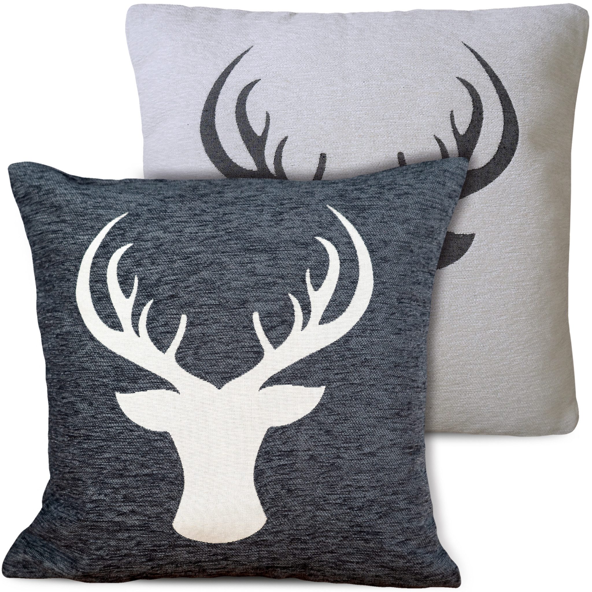 matches21 HOME & HOBBY Kissenbezüge 2er Misch-Set Kissenhüllen 45x45 cm Hir günstig online kaufen