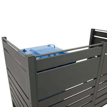 DEGAMO Mülltonnenbox Sichtschutz LÜBECK, für 2 Tonnen bis 240 Liter, Metall anthrazit