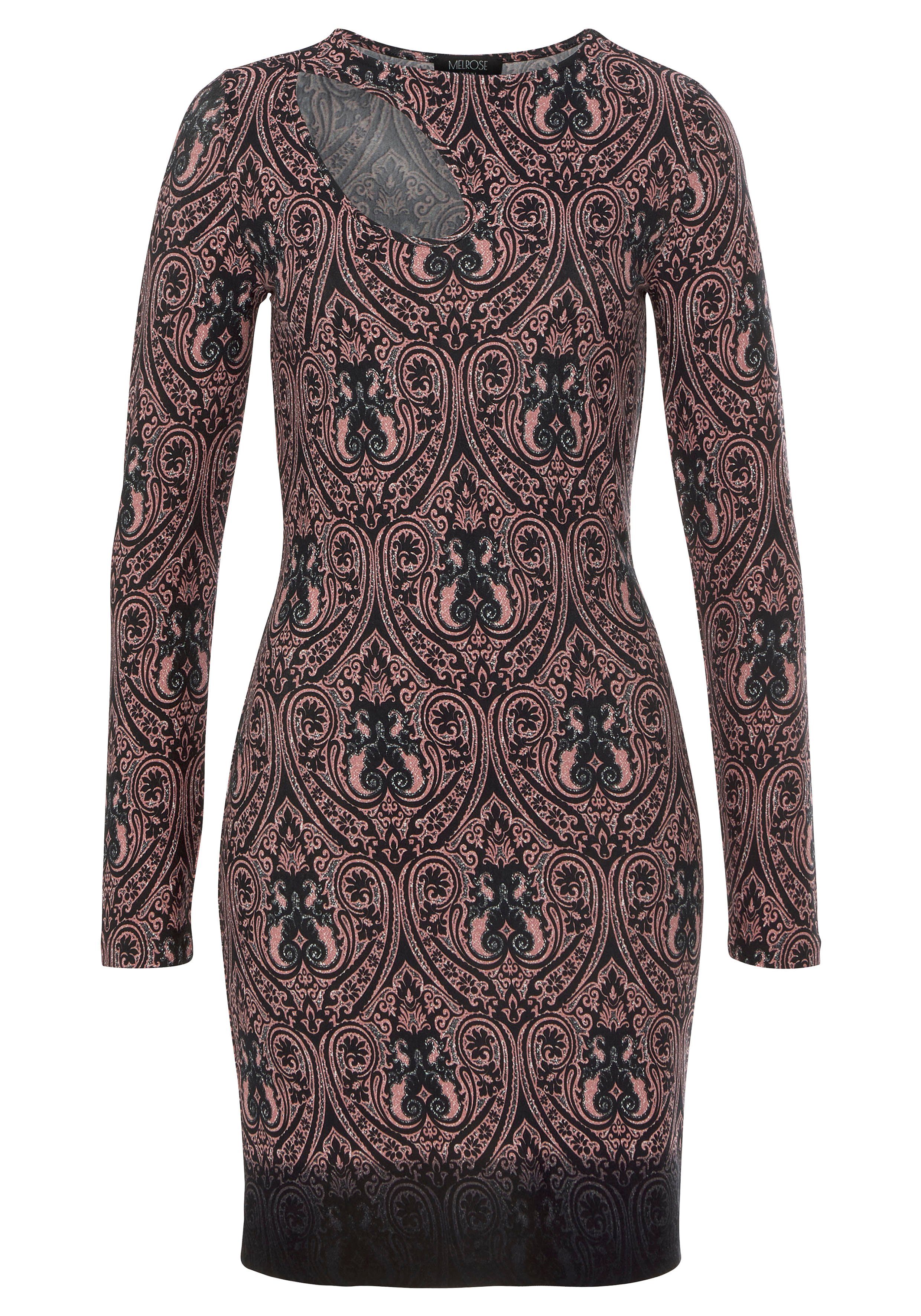 und Cut-Out mit Melrose Paisley-Muster Jerseykleid