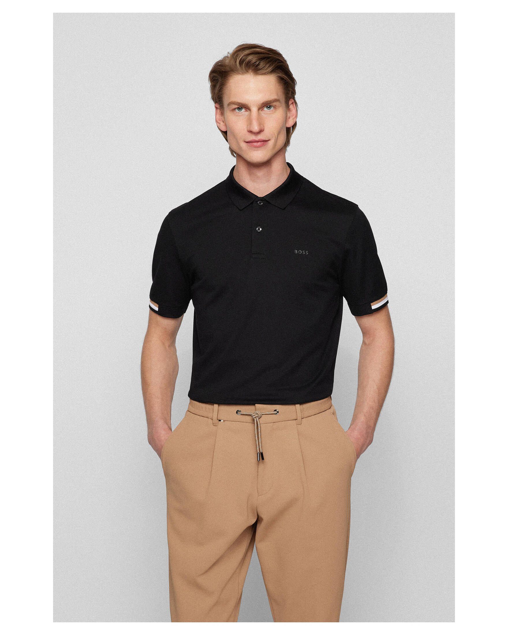 Poloshirt Poloshirt (15) PARLAY BOSS schwarz Herren (1-tlg)