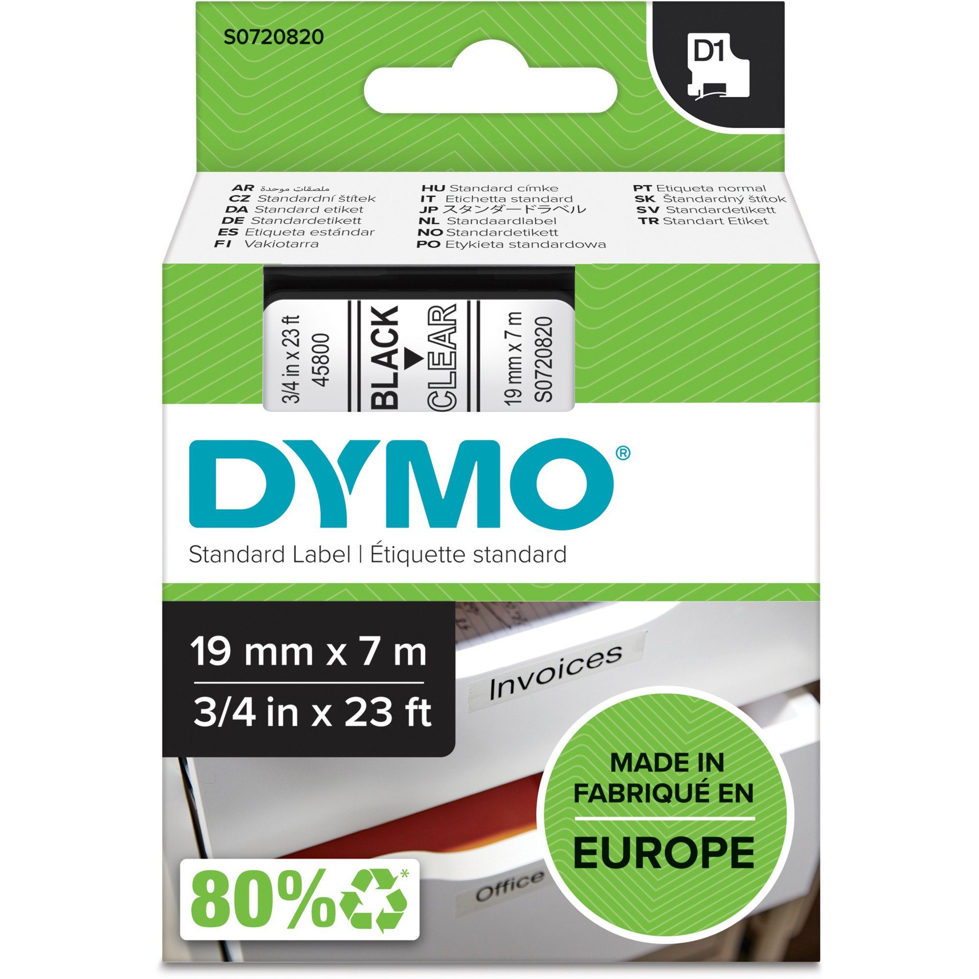 DYMO Drucker- und Kopierpapier Dymo D1 ORIGINAL Schriftband, schwarz auf