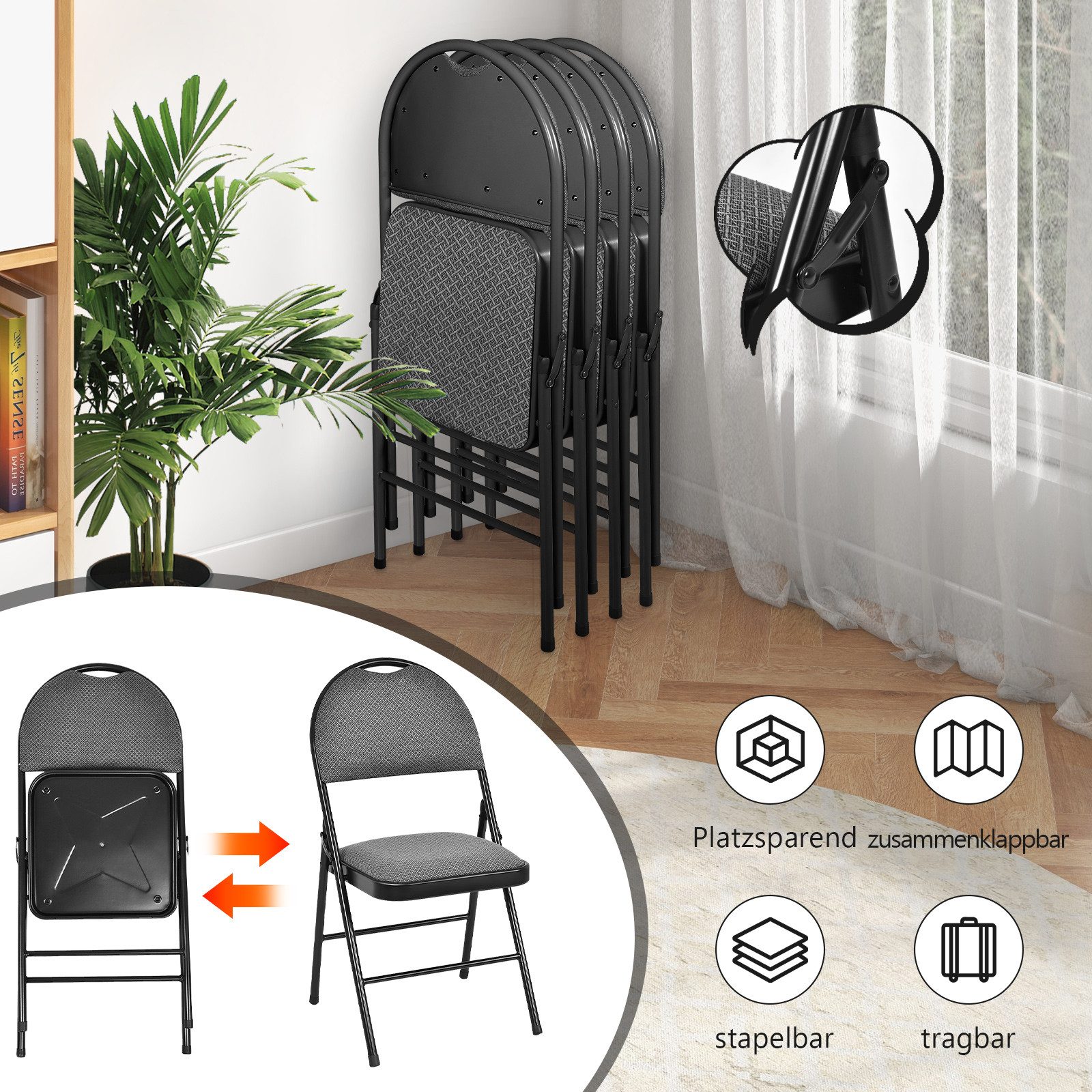 KOMFOTTEU Klappstuhl (4er Set), Küchenstuhl mit günstig online kaufen