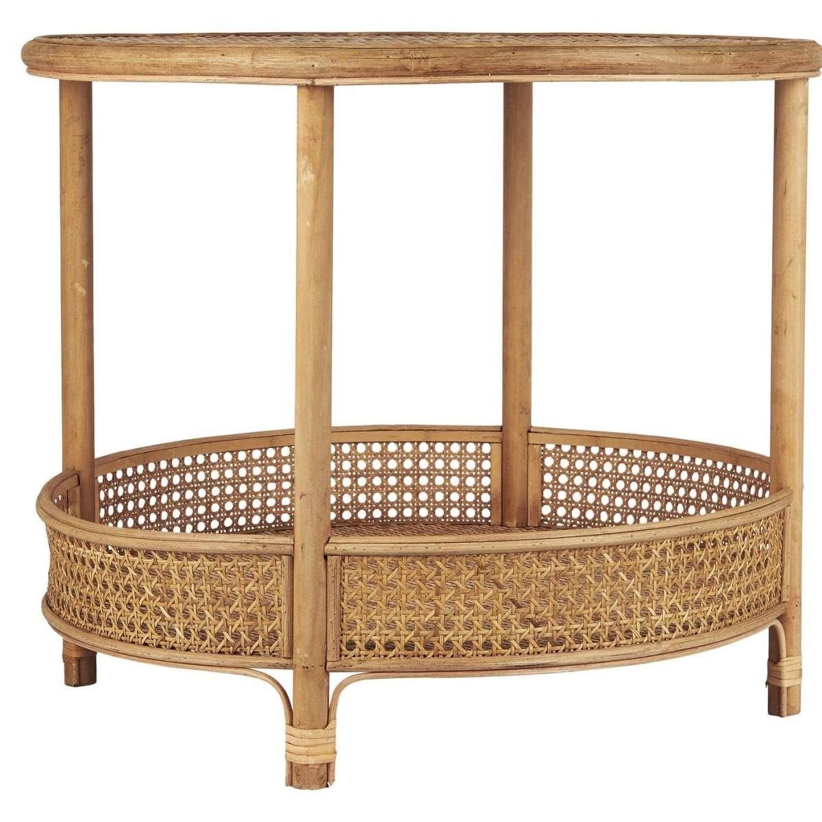 Ib Laursen Ablagetisch Runder Rattan-Beistelltisch Ø 59 cm mit Ablageboden, Breite 59 cm