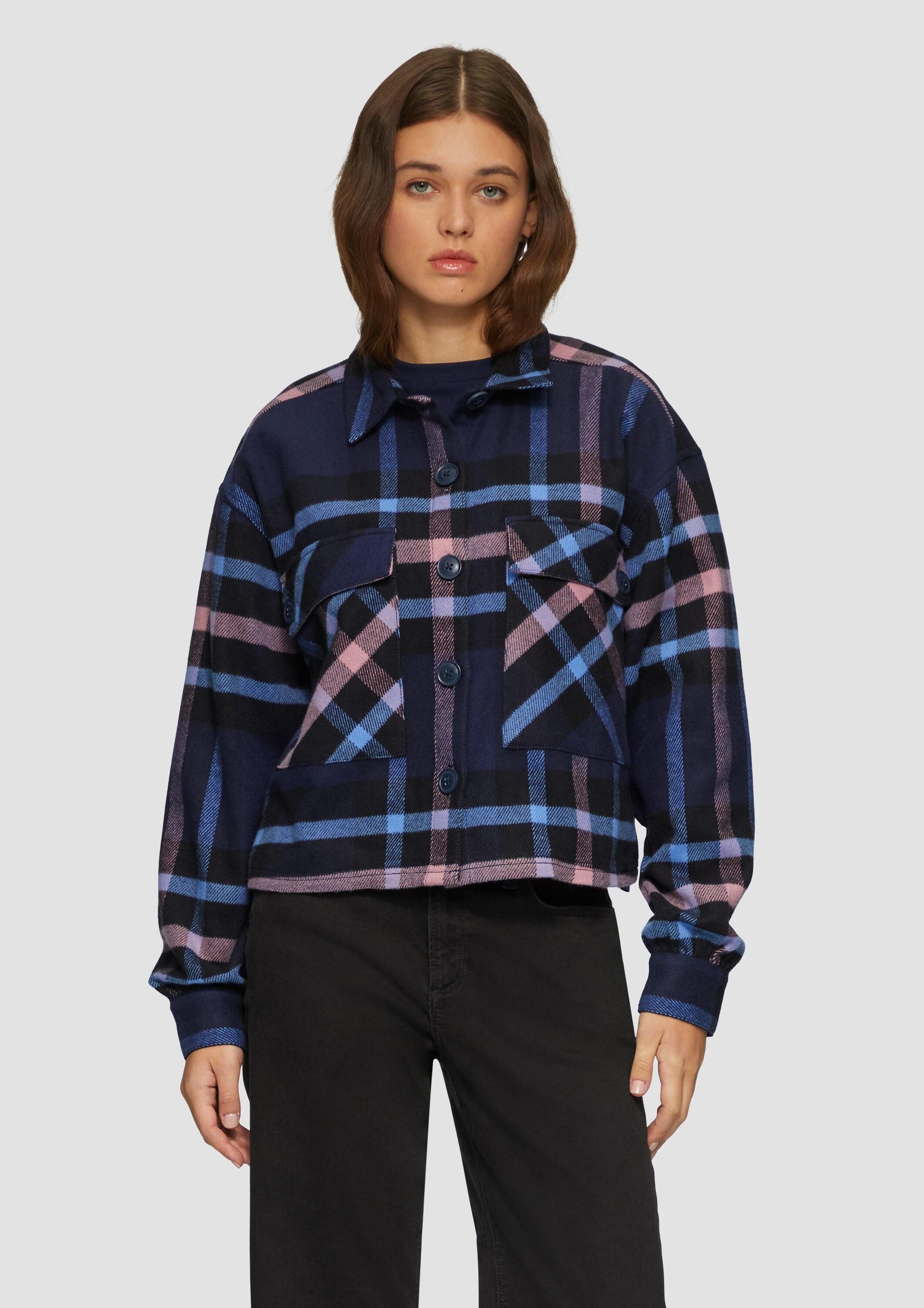QS Langarmbluse Bluse Cropped Overshirt aus Flanell günstig online kaufen
