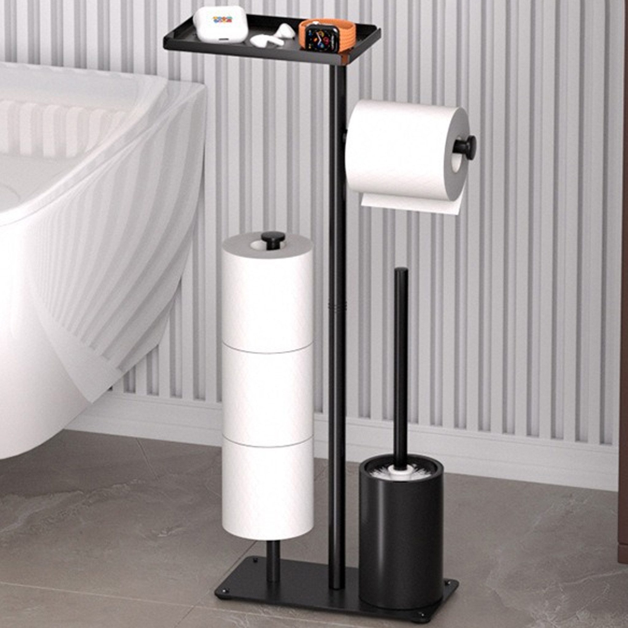 Masbekte WC-Garnitur 4 in 1 Stand-WC-Rollenhalter, günstig online kaufen
