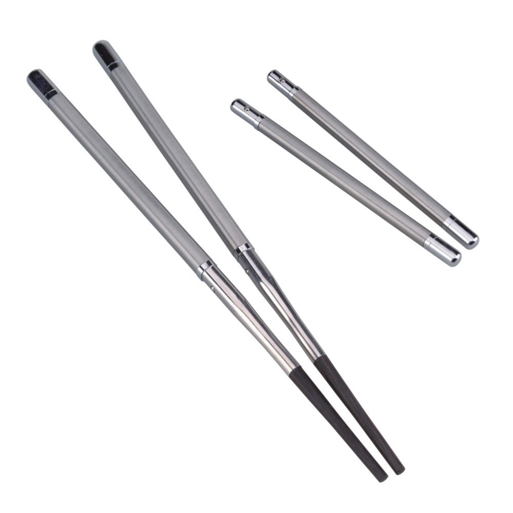 AceCamp Essstäbchen S/S Folding Chopsticks, faltbar, wiederverwendbar, ergonomisch, rutschfester Holzgriff