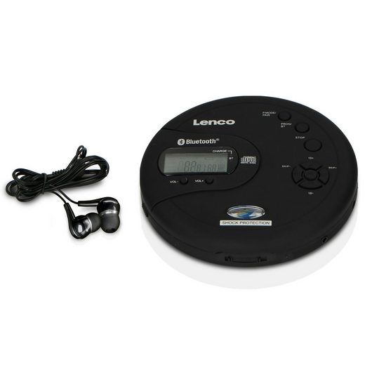 Lenco »CD-300 tragbarer CD Player« CD-Player (Hörbuchfunktion, Wiederholfunktion, Zufallswiedergabe, Titelprogrammierung, mit Bluetooth)