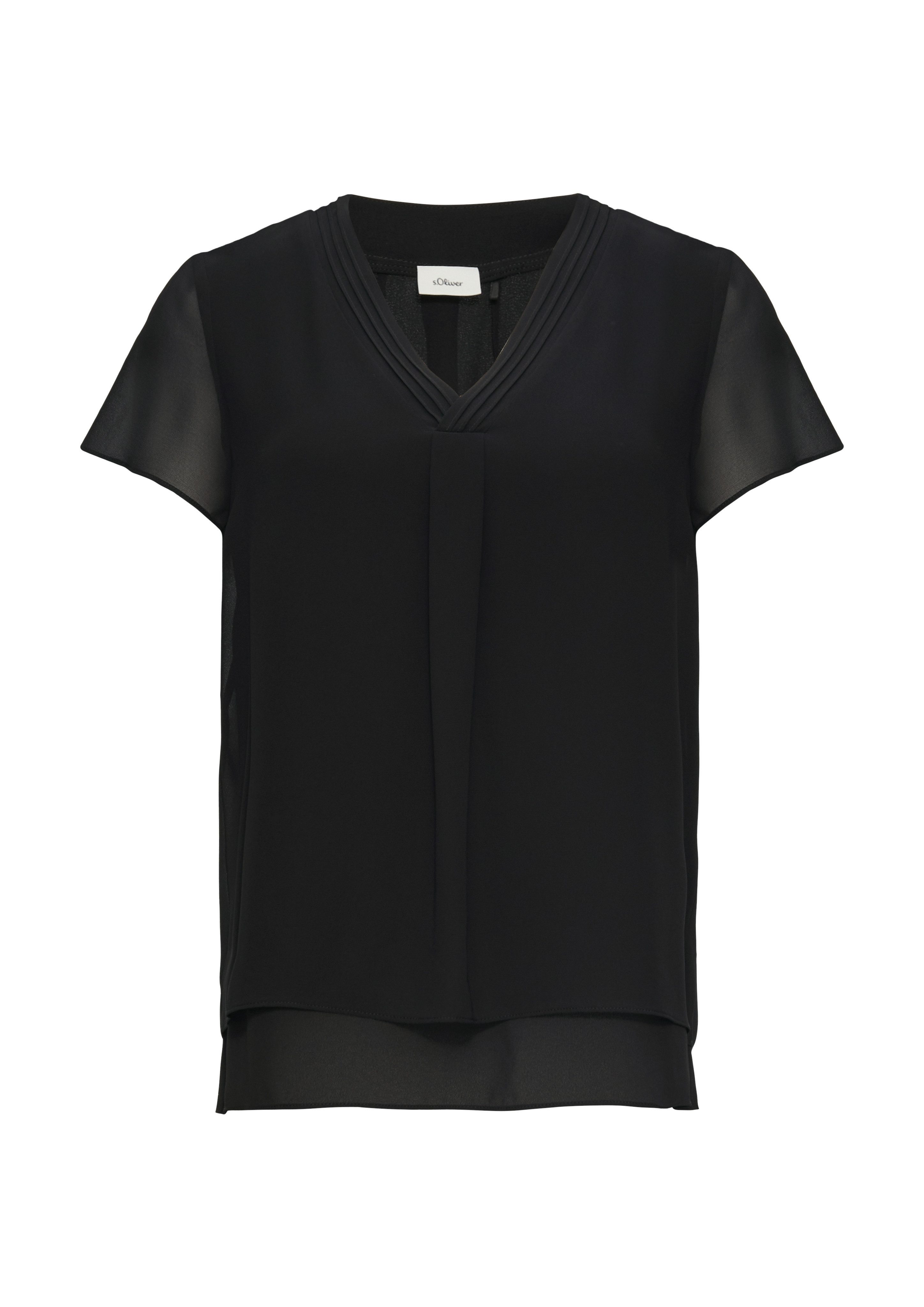 s.Oliver BLACK LABEL Shirtbluse in Doppel-Layer-Optik und mit V-Ausschnitt