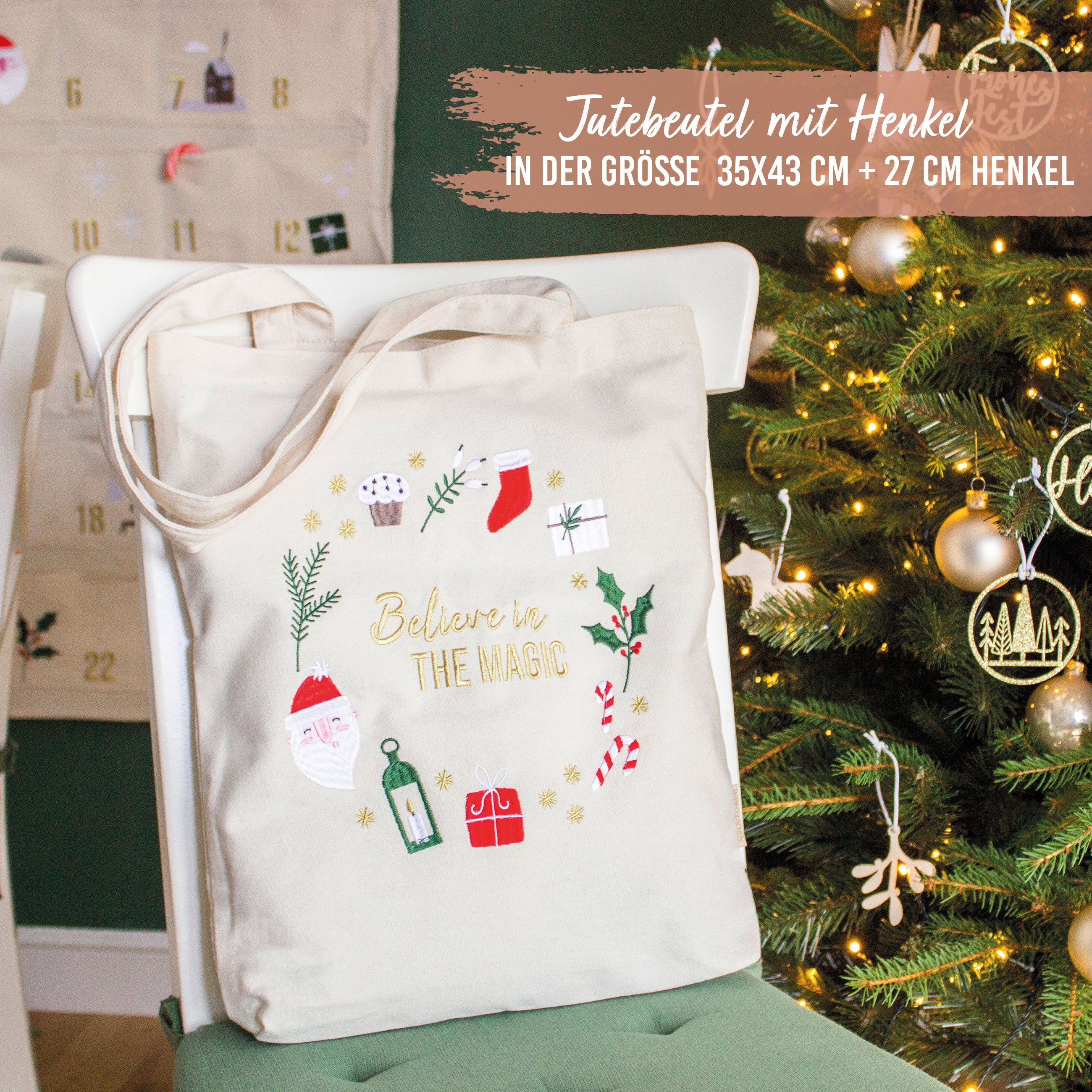 PAPIERDRACHEN Beuteltasche Papierdrachen Jutebeutel mit weihnachtlichem günstig online kaufen