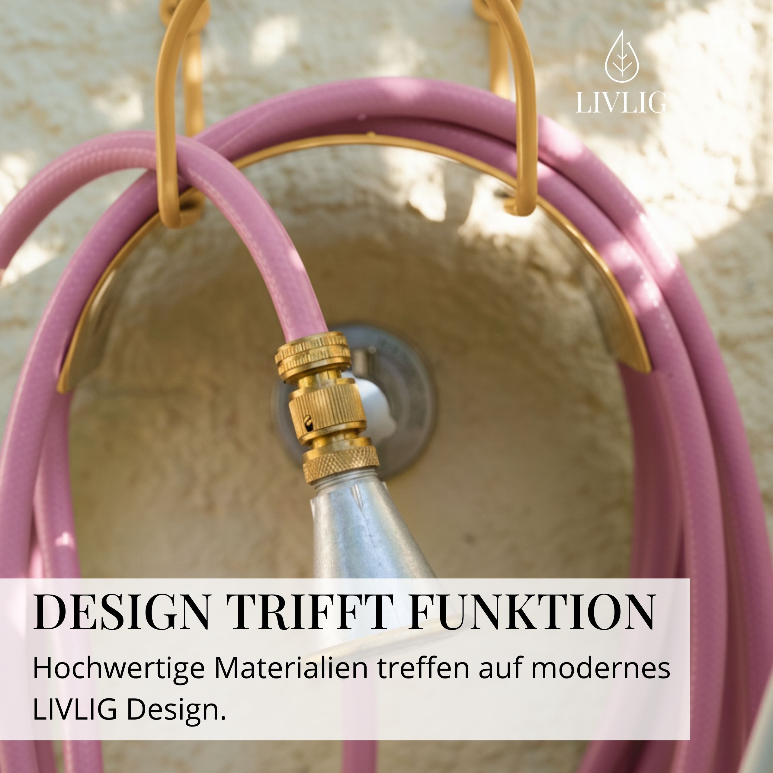 LIVLIG Wandschlauchhalter Halterung, Wandschlauchhalter bis zu 30 Meter Schlauch, aus pulverbeschichtetem Stahl