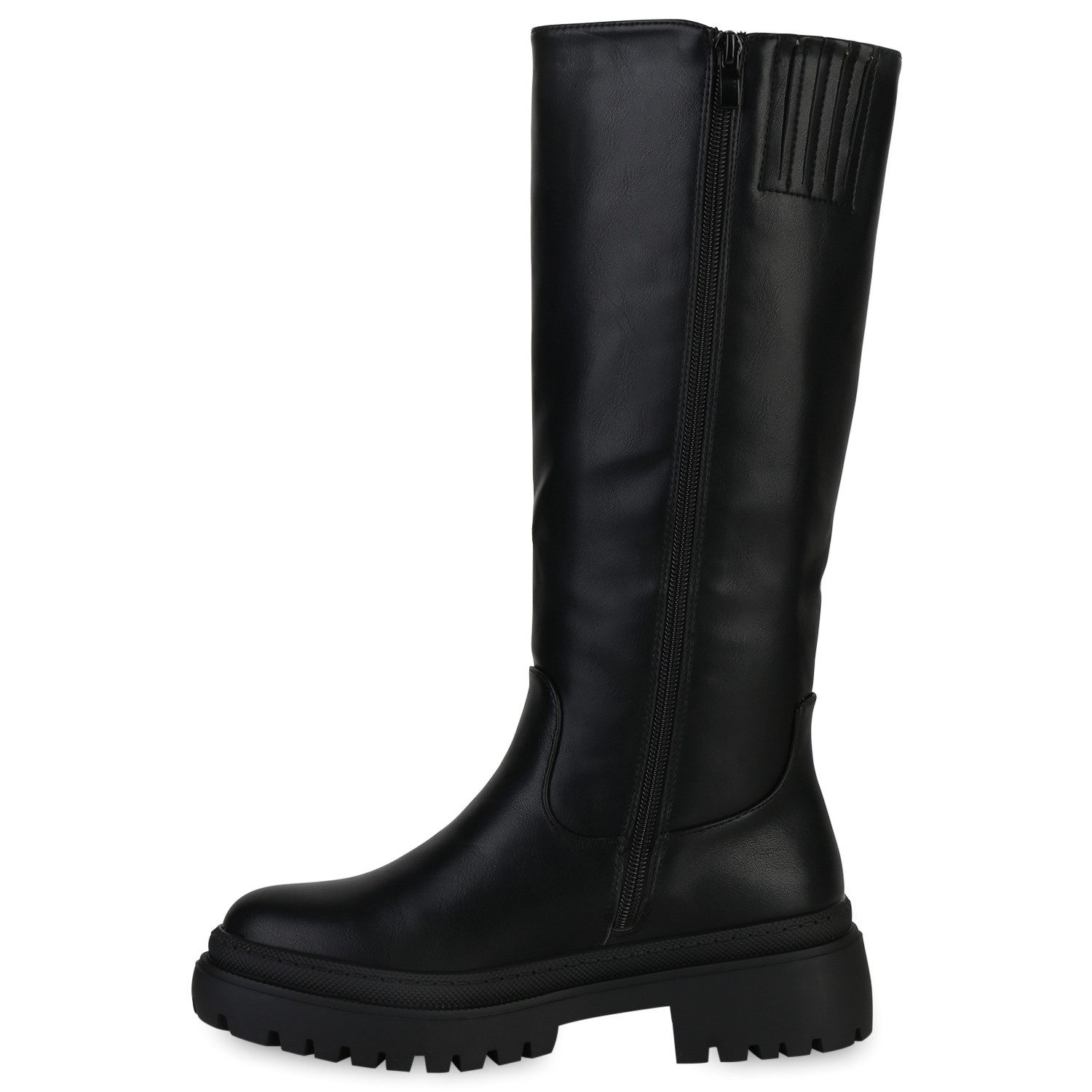 VAN HILL 839531 Plateaustiefel Damen Leicht Gefütterte Plateaustiefel Stiefel Profil-Sohle