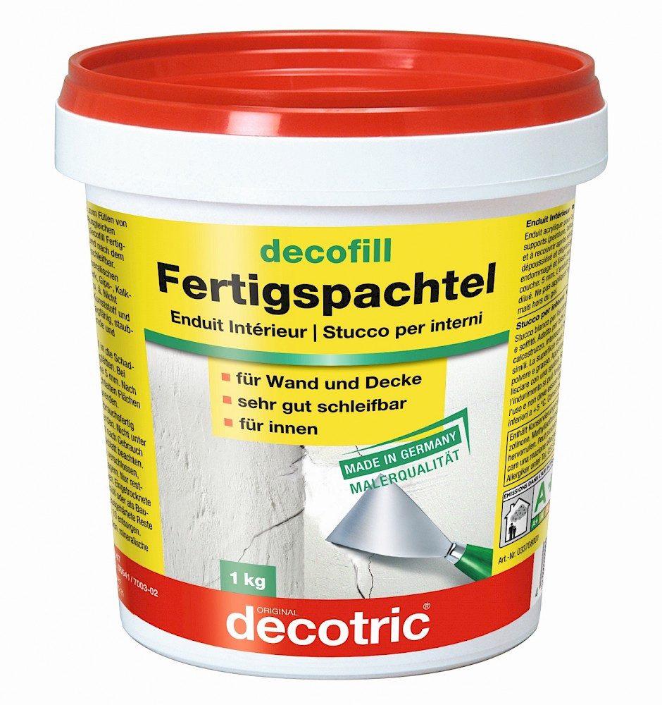 decotric® Spachtelmasse decofill Fertigspachtel Wand und Decke für Innen Spachtel 1 kg