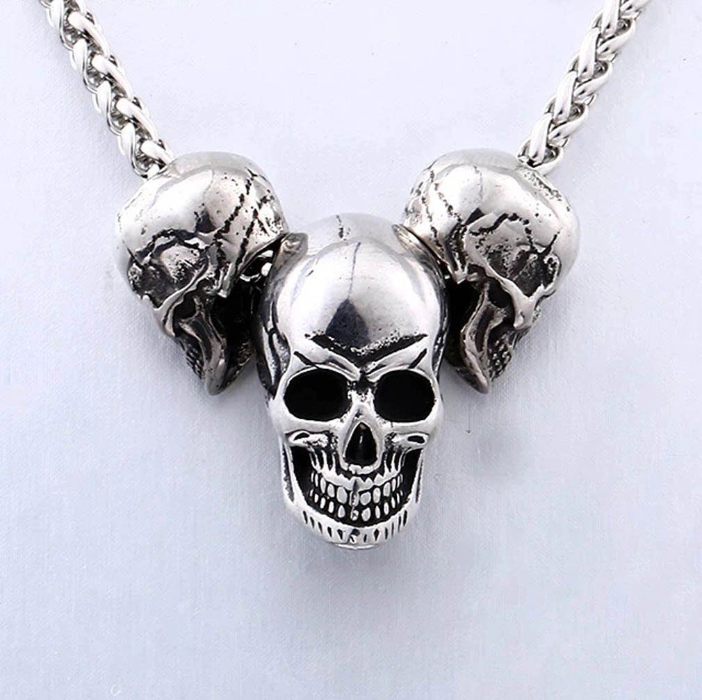 Beier Edelstahlkette Gothic Totenkopf Anhänger mit Kette 316 L