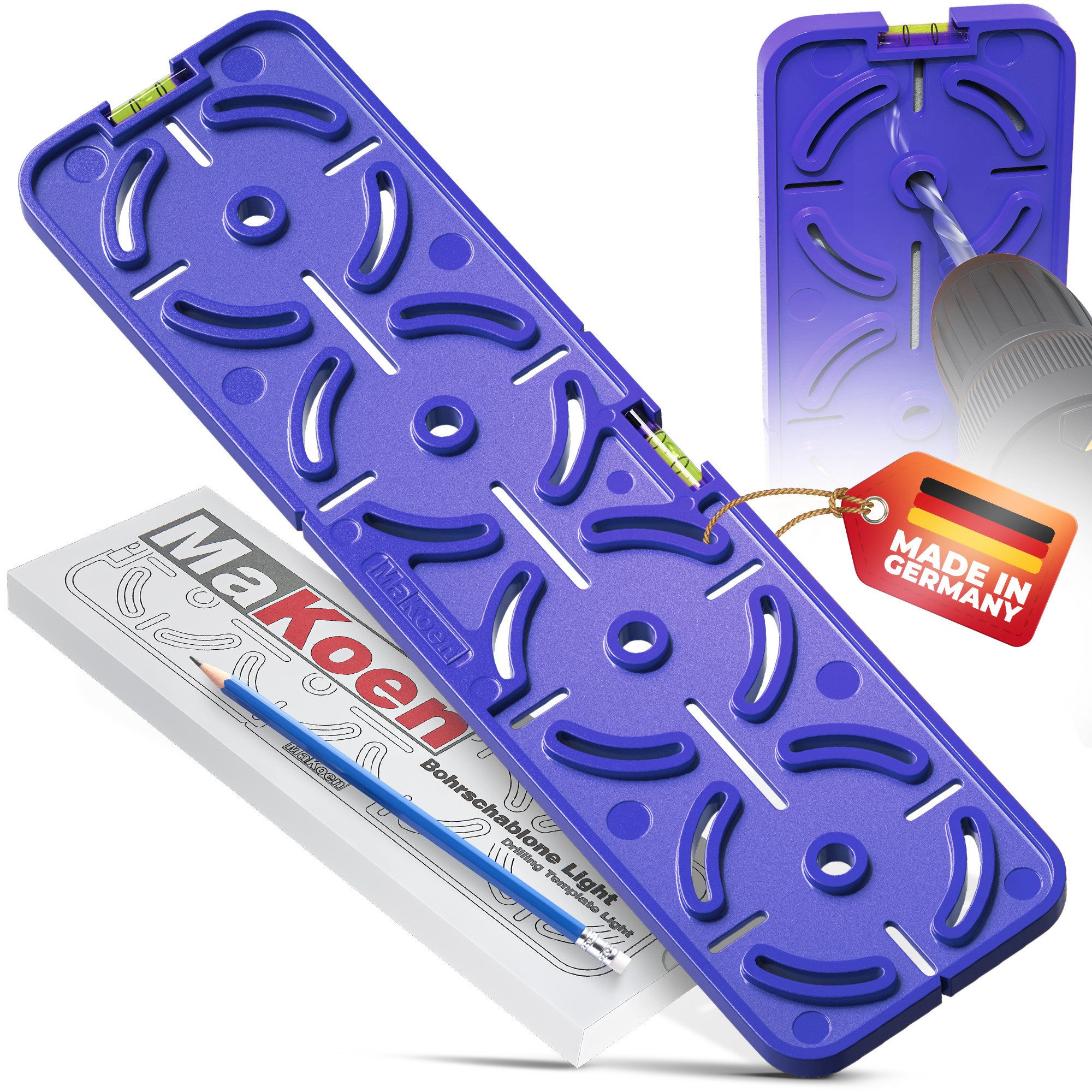 MaKoen Frässchablone Bohrschablone Steckdosen Hohlwanddosen 71mm Abstand mit Wasserwaage