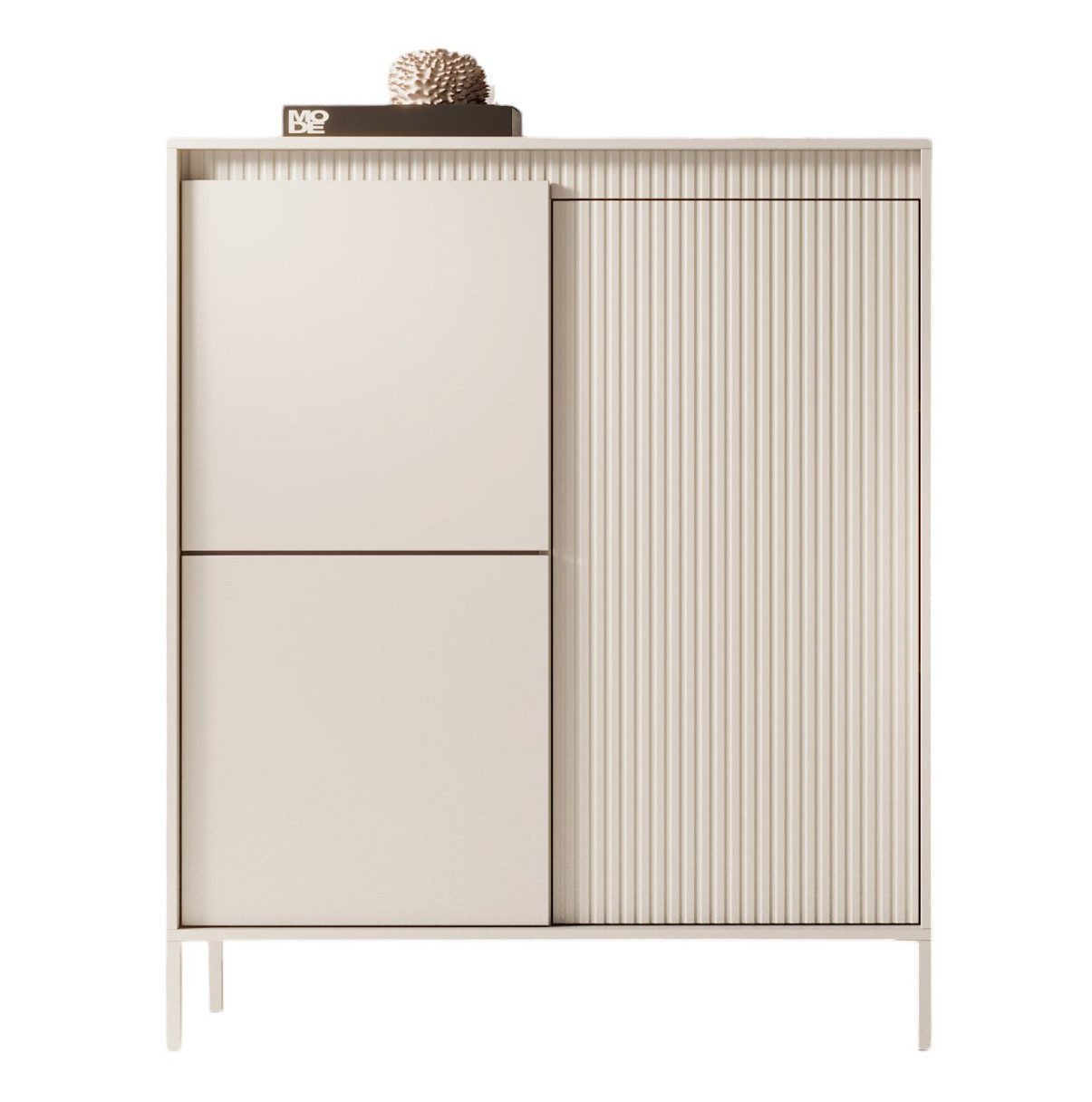 Compleo Hochkommode Moderne Kommode mit Lamellen, Push to open Funktion JULO