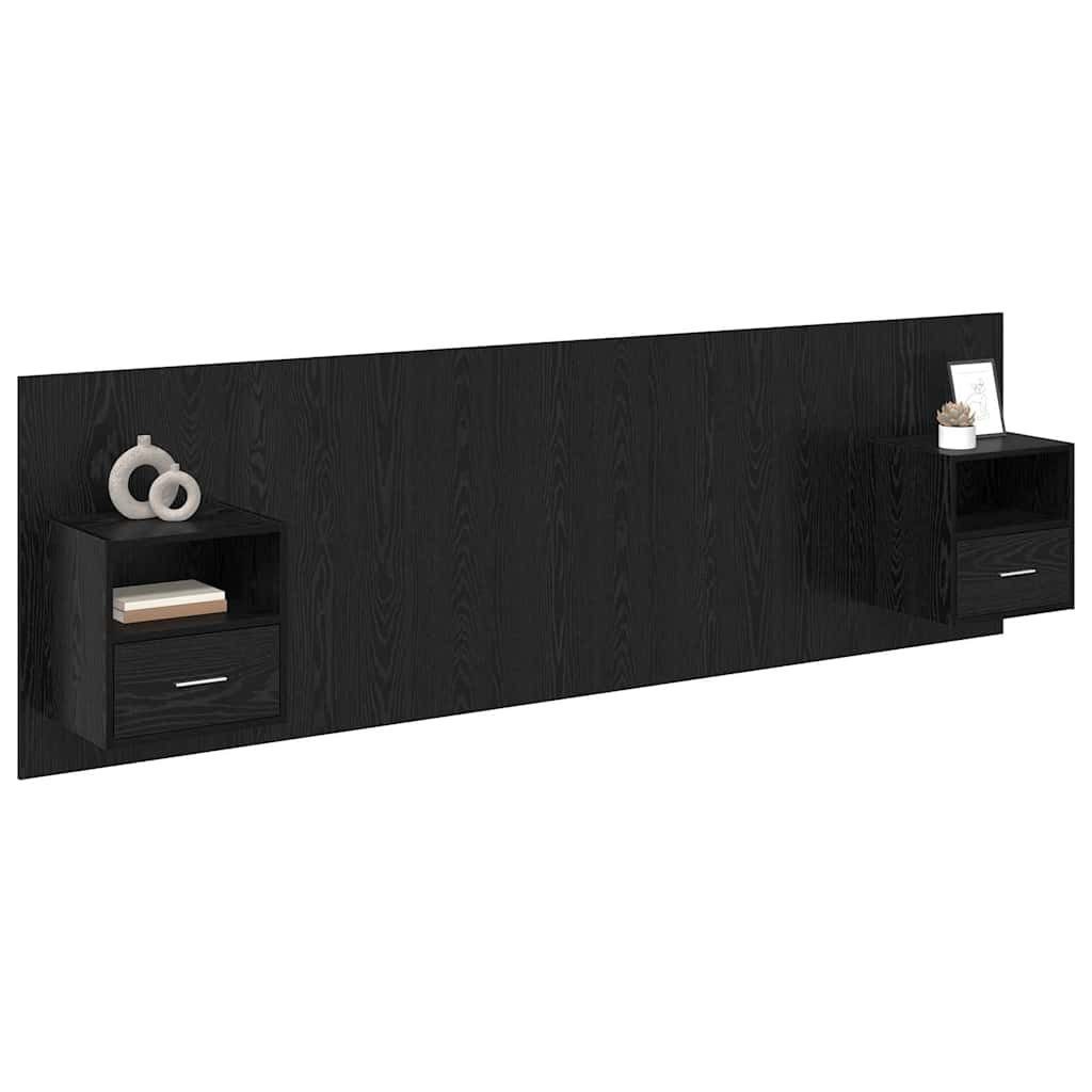 vidaXL Bett Kopfteil mit Schrank 3 stk. Schwarz Eichen-Optik Holzwerkstoff (3-tlg) – Bild 3 von 5