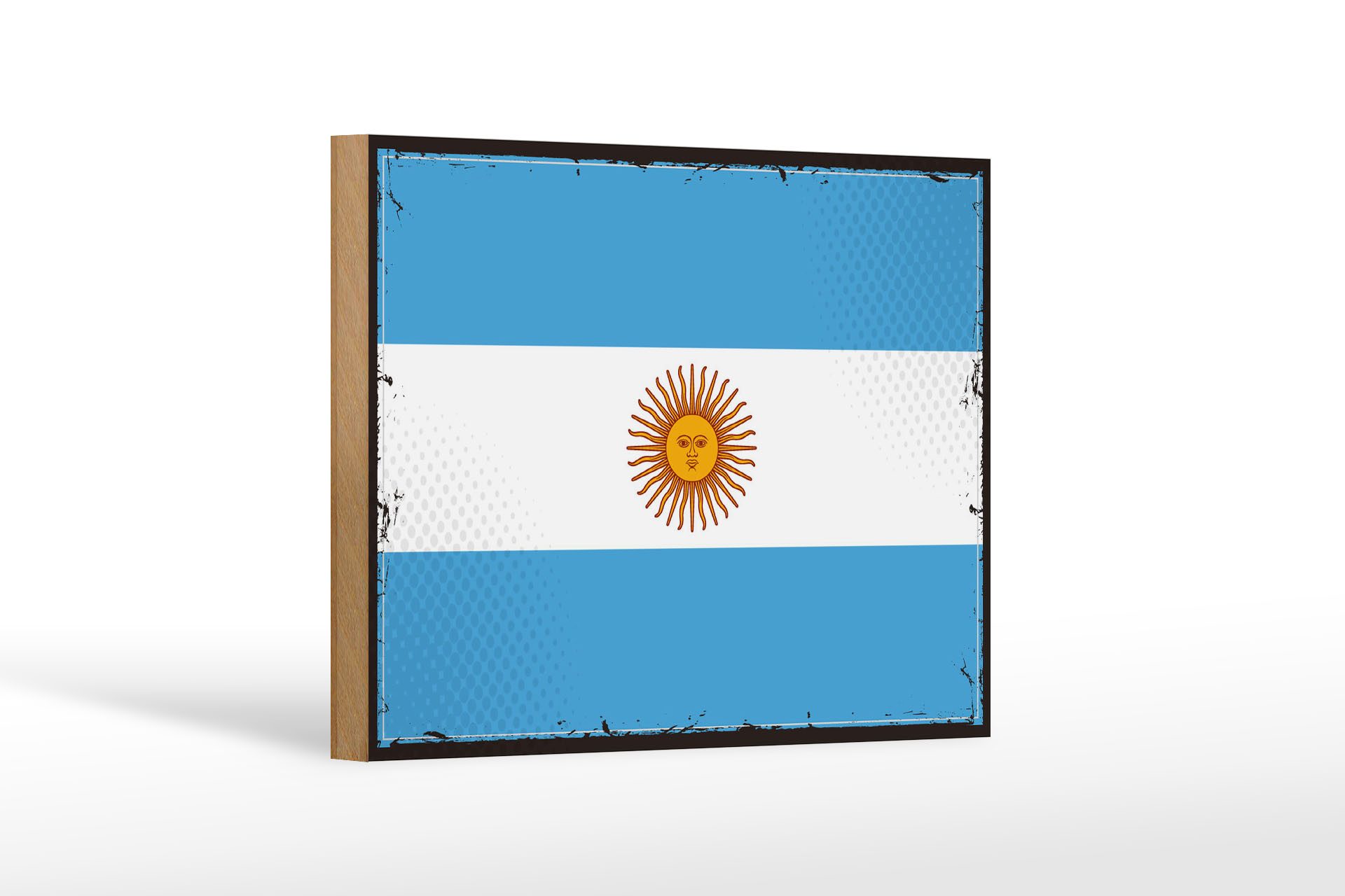Femer GmbH Holzbild Flagge Argentinien 18x12cm Retro Flag Argentina, Flaggen (1 St), Glatte Holzfaserplatte (MDF), vorn beschichtet