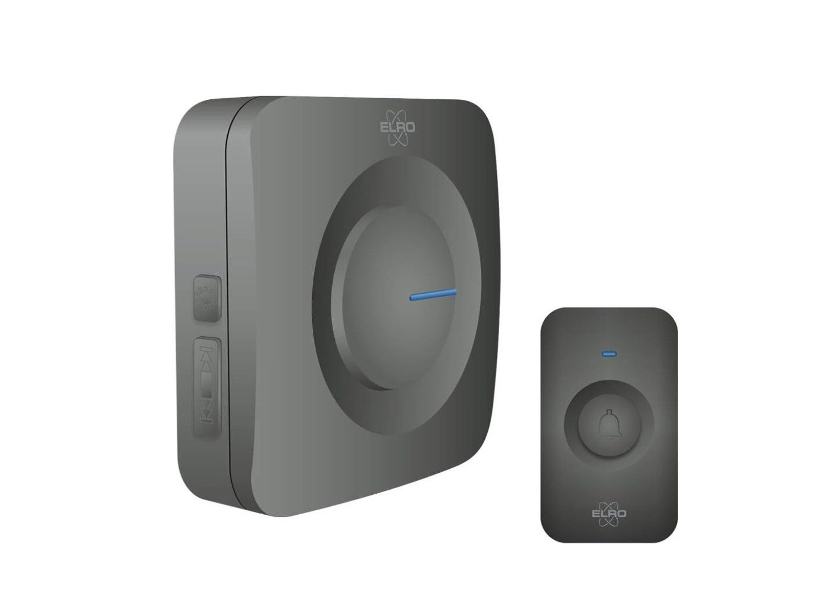 Elro Türklingel-Set, 1 Empfänger, 64 Klingeltöne, (3-tlg), Funkklingel mit Batterie, Türgong mit Licht für Schwerhörige, Schwarz