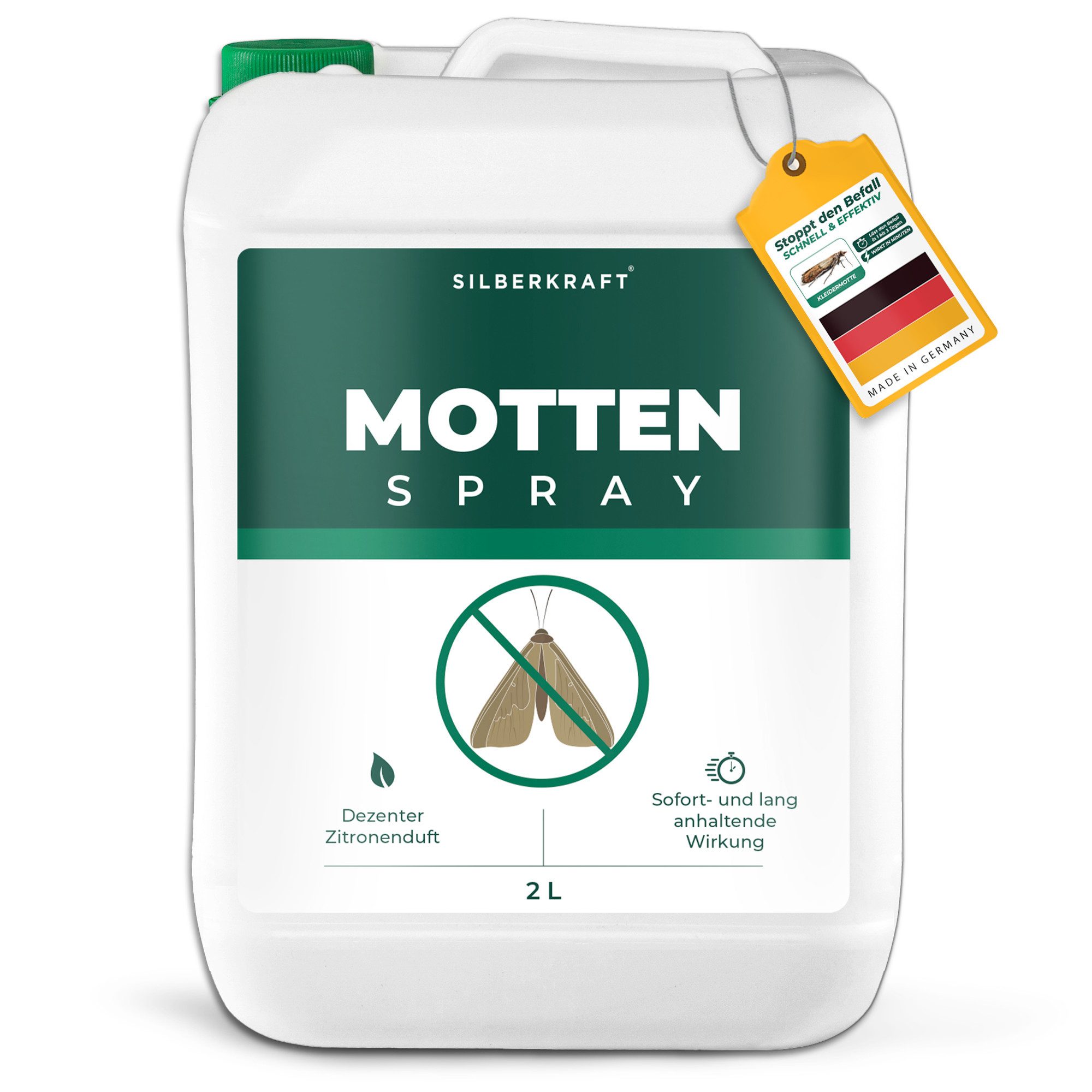 Silberkraft Insektenspray Silberkraft Mottenspray gegen Kleider- und Lebensmittelmotten, 2000 ml, Effektiver Schutz vor Motten, Made in Germany, Einfache Anwendung, 1-St., effektives Mittel gegen Motten, für Kleiderschrank oder Vorratskammer