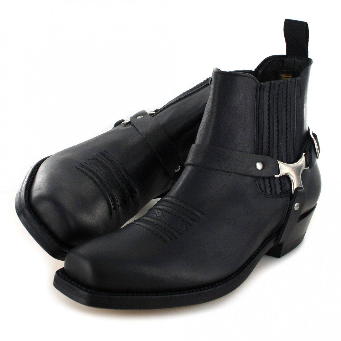 Mayura Boots MB024 Schwarz Bikerboots Rahmengenähte Bikerstiefelette
