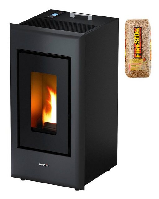 FreePoint Pelletofen MIKA EVO Stahl, 6,5 kW, Raumheizvermögen: 156 m³, schwarz