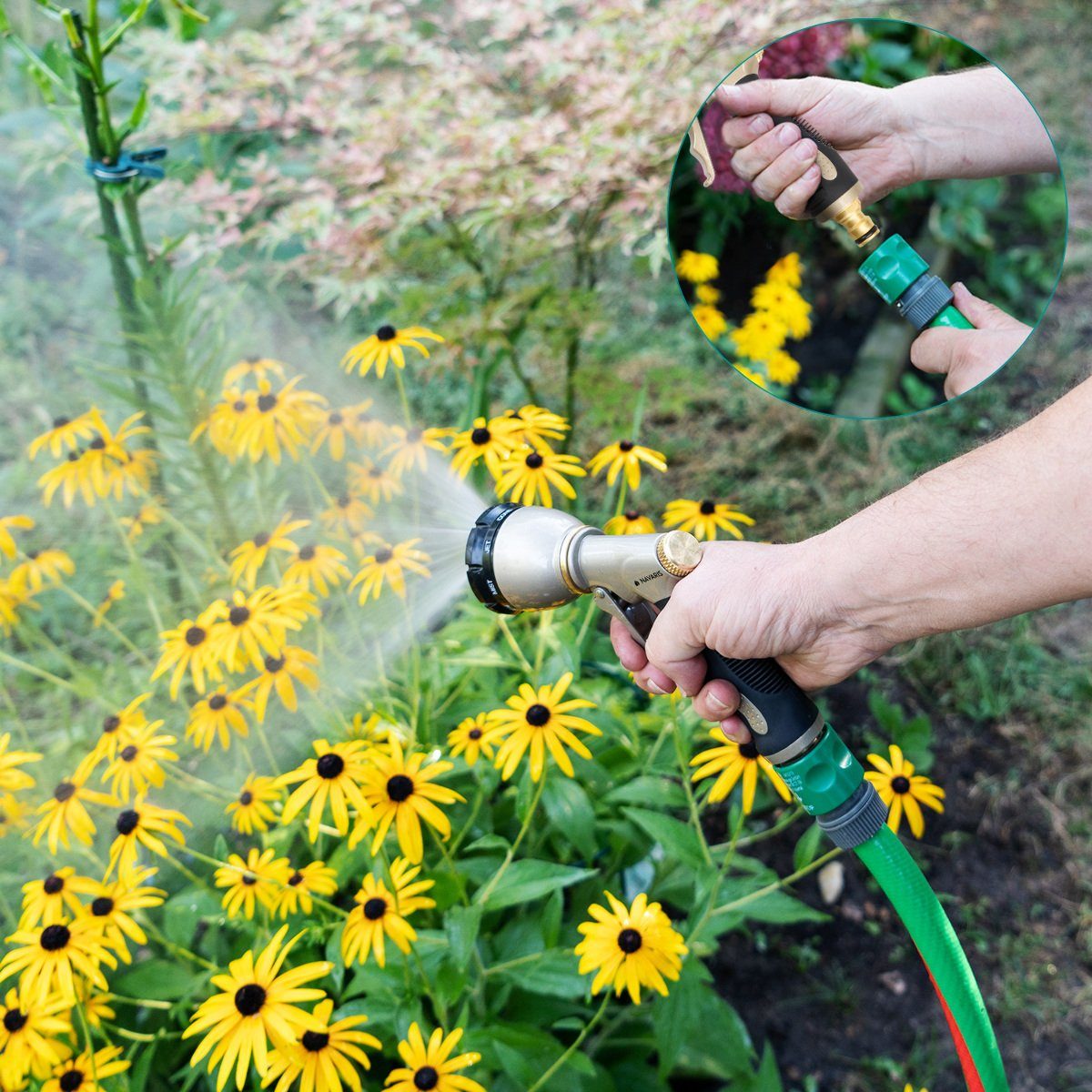 Navaris Gartendusche Hochdruck Gartenbrause Metall Schlauchspritze günstig online kaufen