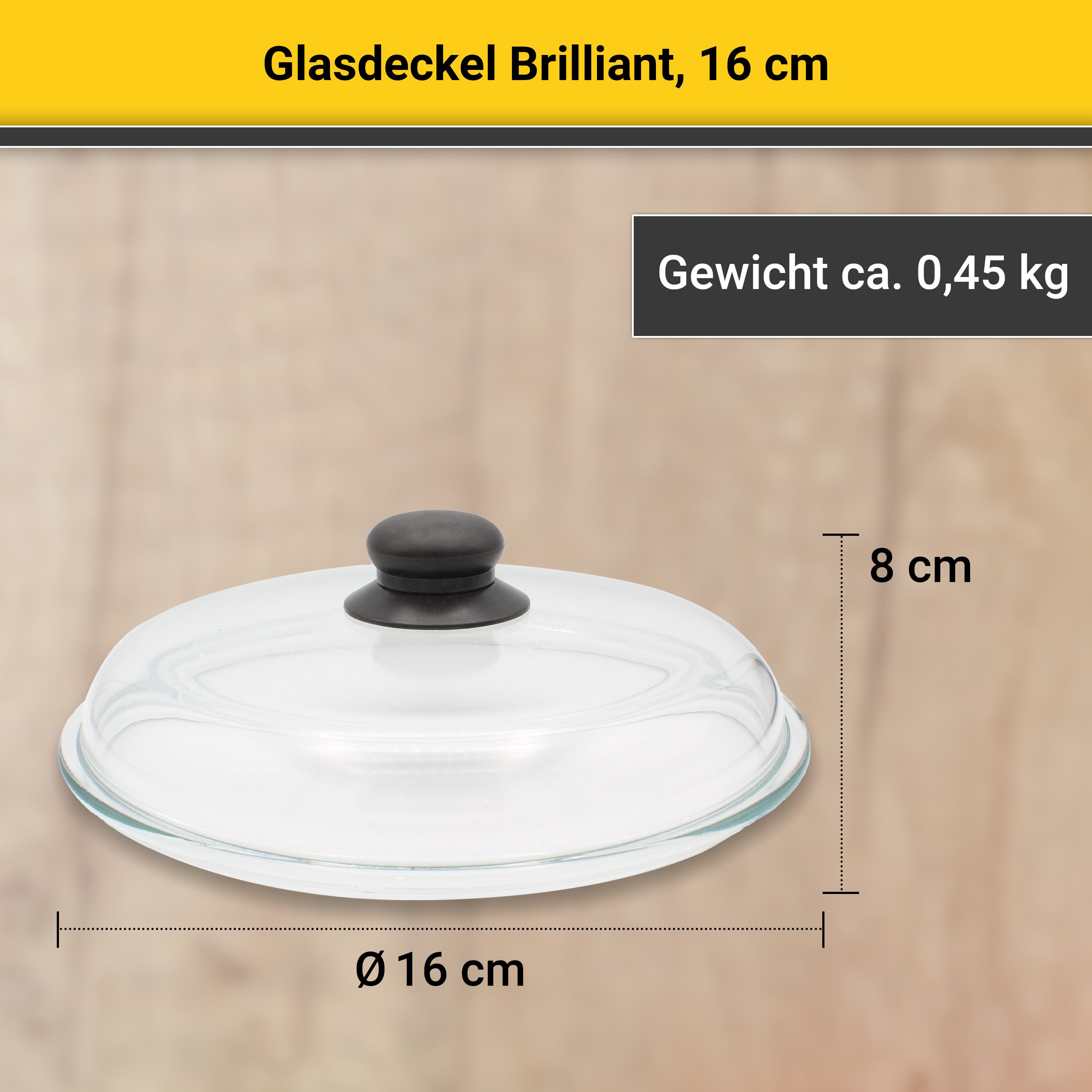 Krüger Deckel Glasdeckel Brilliant mit Kunststoffknopf, (1-tlg), hitzebeständig bis 160°C und spülmaschinengeeignet – Bild 4 von 5