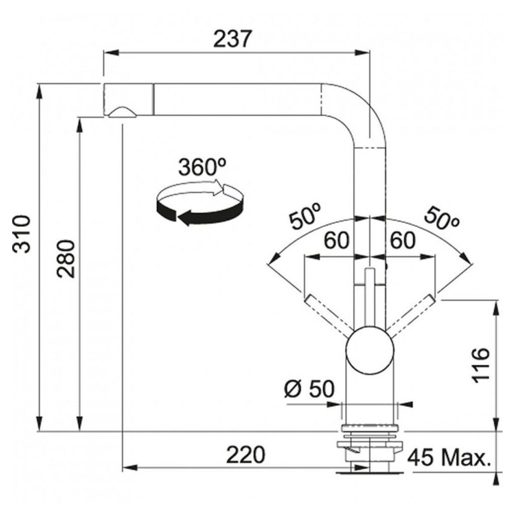 FRANKE Küchenarmatur Einhebel-Küchenarmatur ACTIVE-PLUS Festauslauf Hochdruck