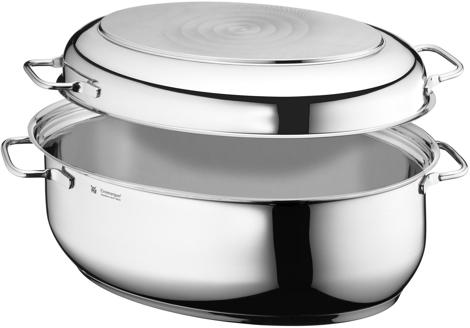 WMF Bräter Schmortopf Induktion, Cromargan® Edelstahl Rostfrei 18/10 (1-tlg), Deckel als induktionsgeeignete Pfanne nutzbar, 8,5l, backofengeeignet