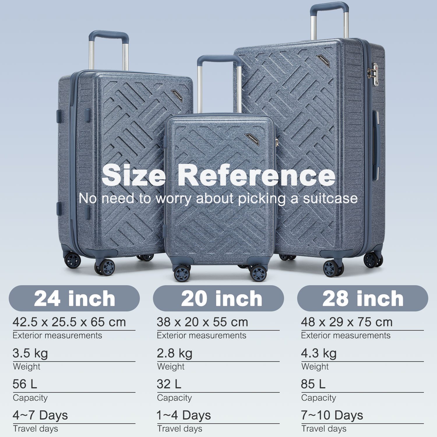 Supercase Trolley Leichter Hartschalenkoffer mit 4 günstig online kaufen