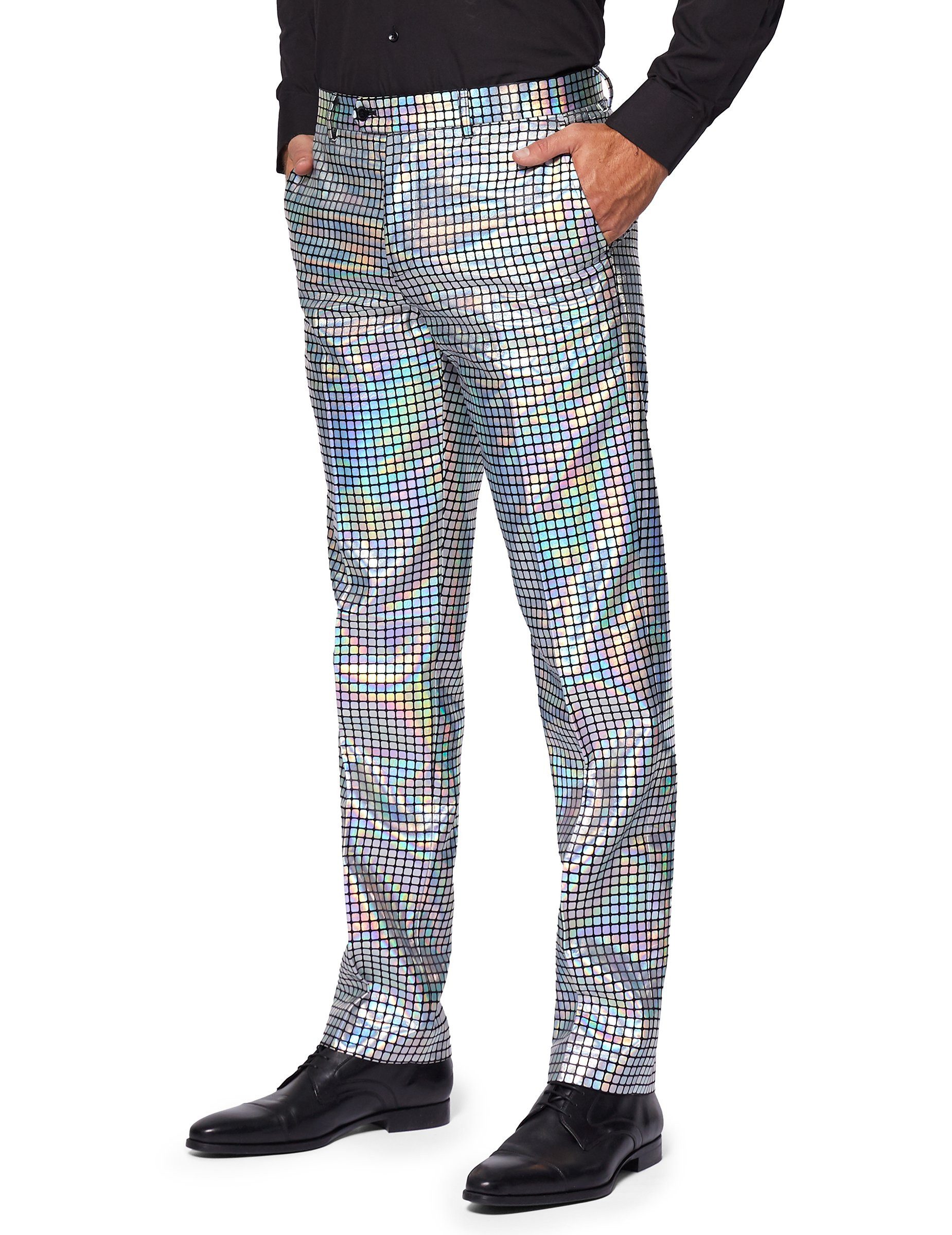 Opposuits Kostüm Opposuits Discoballer-Herrenanzug 70er Jahre silber
