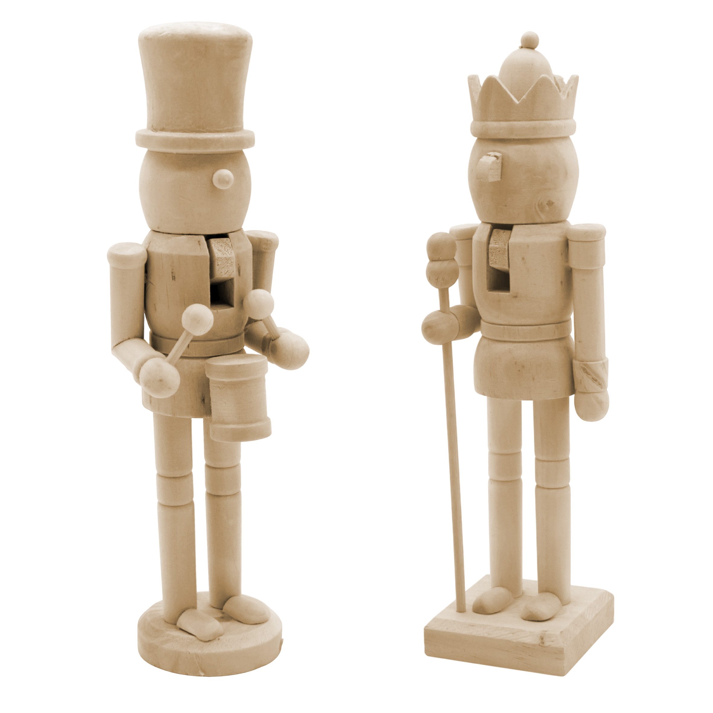 Spetebo Nussknacker traditionelle Weihnachts Dekofigur, (Set, 2-tlg., 25 cm hoch), Nussknacker aus Holz zum Selbstgetalten
