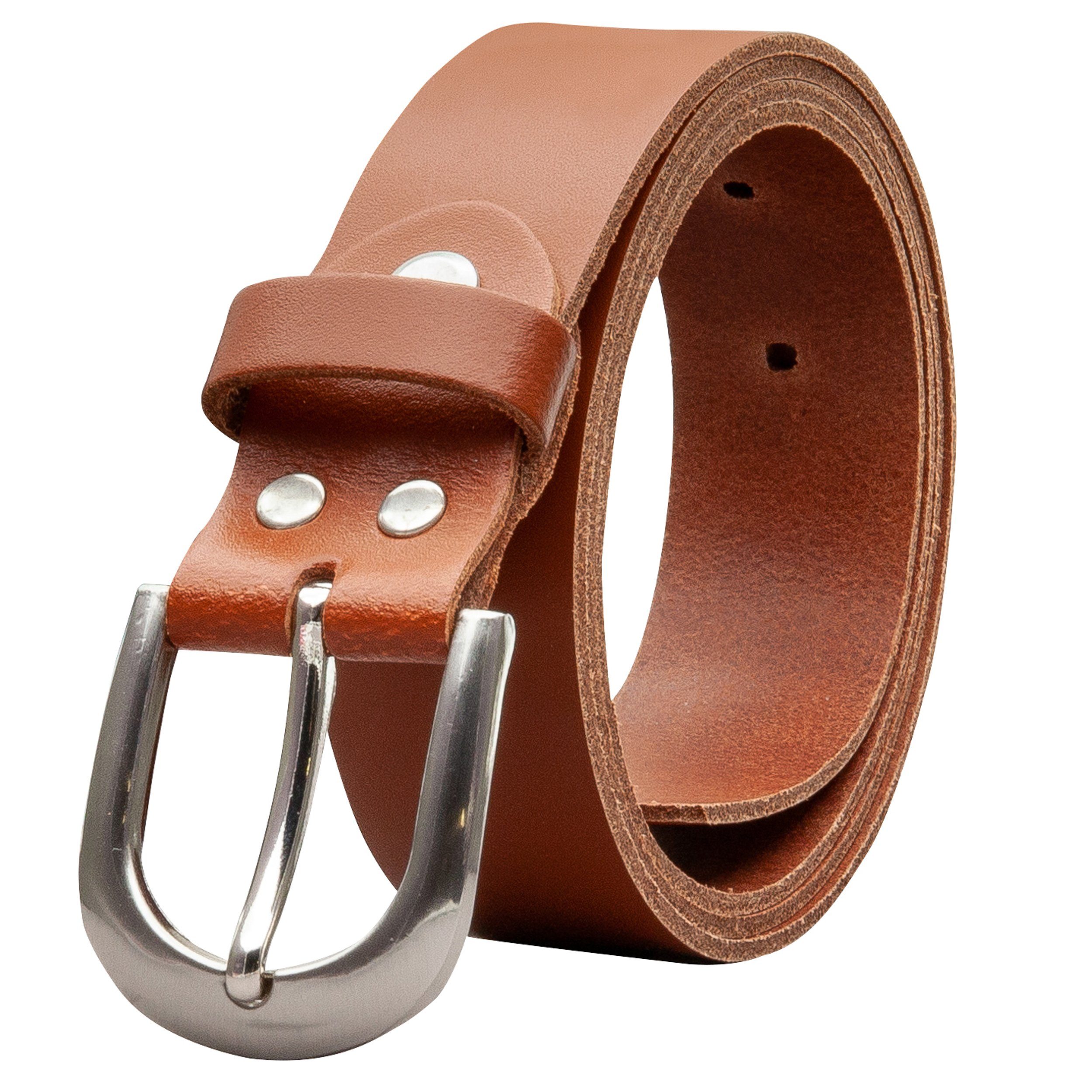 COLOGNEBELT Ledergürtel OM38-SL-Cognac MADE IN GERMANY, Cognac Kürzbar, 100 % Echtleder, Unisex