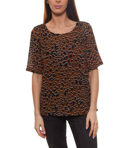 minimum Shirtbluse minimum Elvire Blusen-Shirt modische Damen Rundhals-Bluse mit Animal-Print Freizeit-Bluse Braun