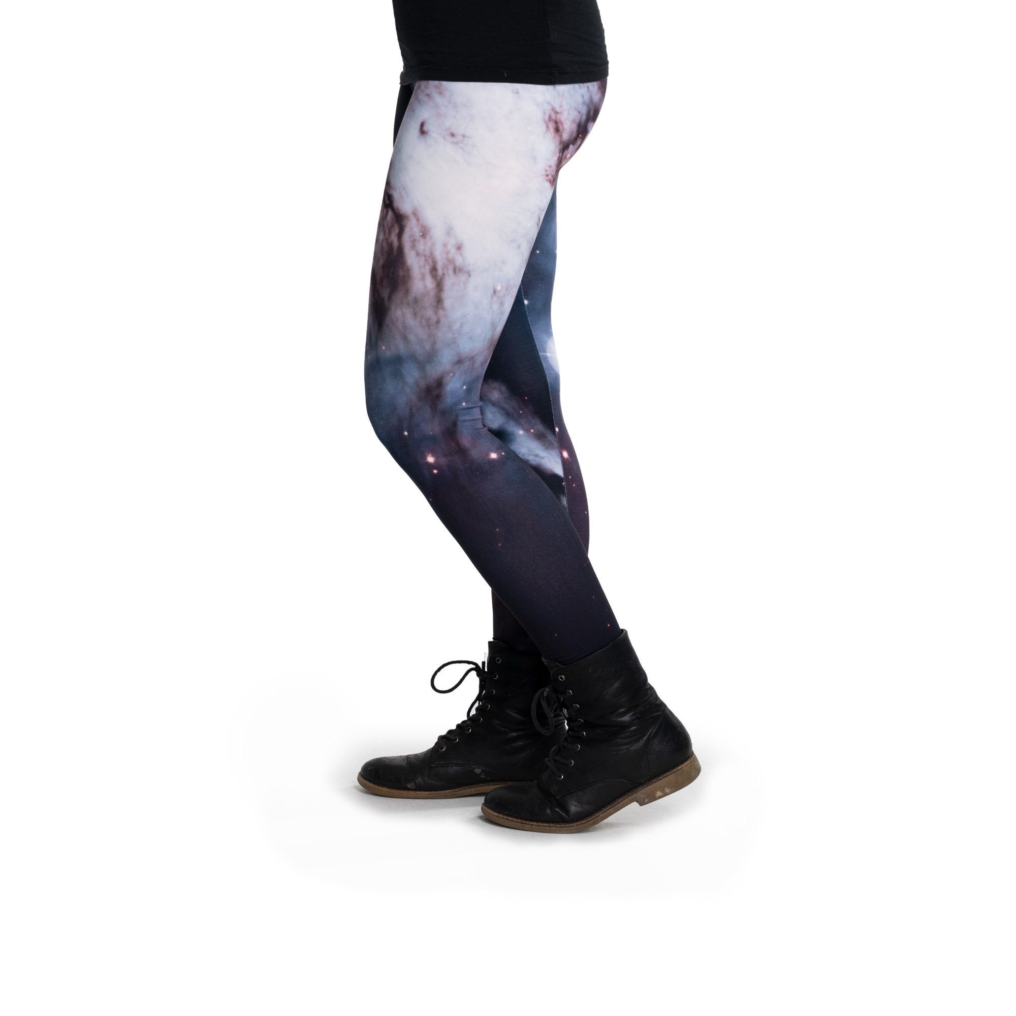 cosey Leggings Festival Leggings mit buntem Allover-Print, 2 Größen (XS–S & M–L) (36/M bis 40/L) White Nebula
