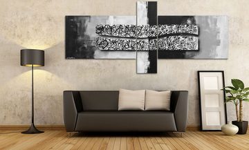 WandbilderXXL XXL-Wandbild Black On White 230 x 100 cm, Abstraktes Gemälde, handgemaltes Unikat