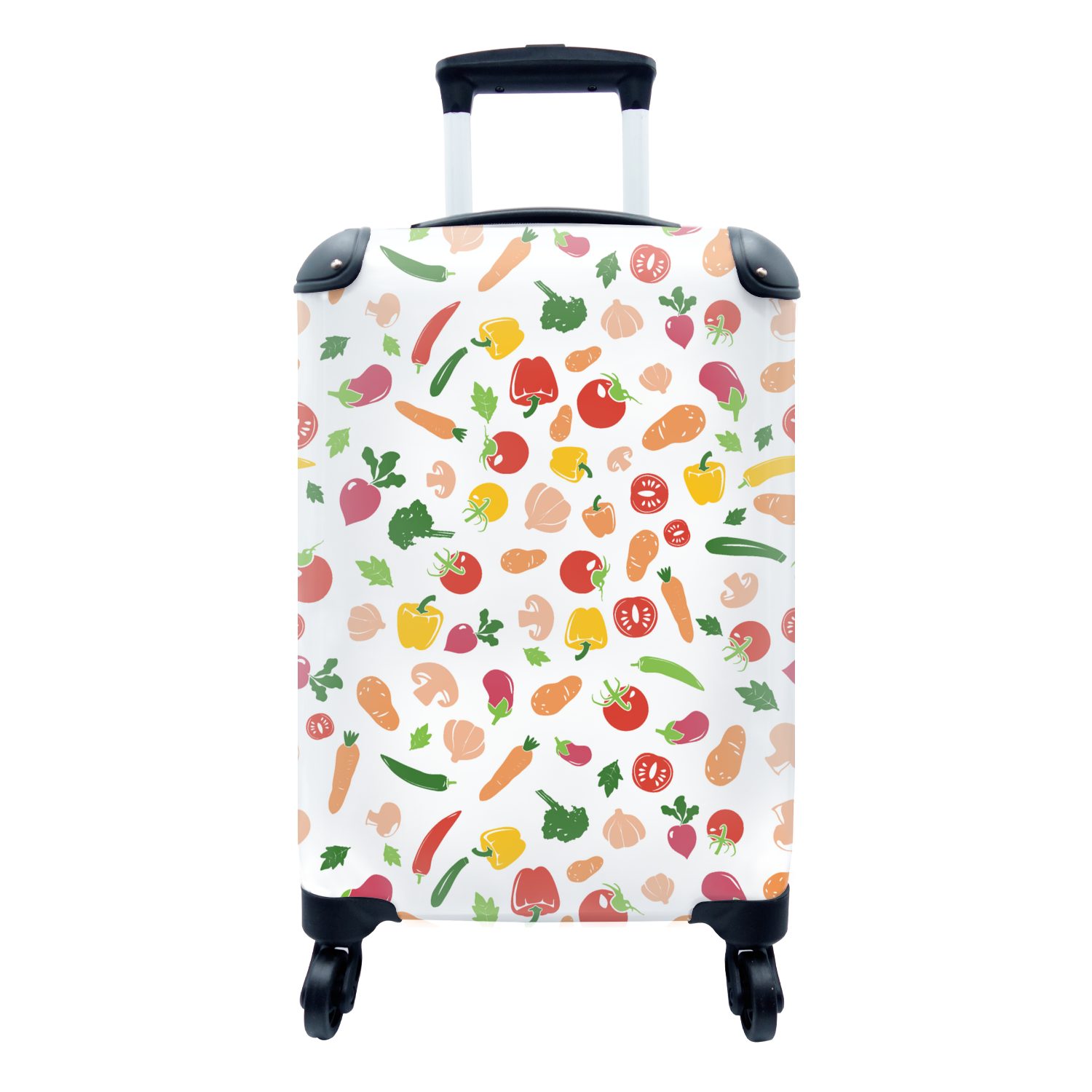Rollen, rollen, Muster, 4 Reisetasche Handgepäckkoffer Ferien, Regenbogen Gemüse - Reisekoffer Trolley, Handgepäck für - mit Vegan MuchoWow -