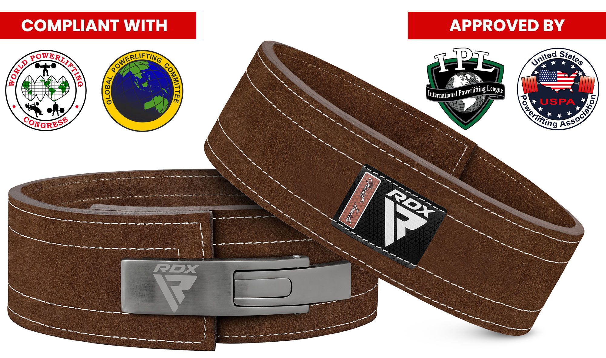 RDX Sports Bauch- und Rückenstützgürtel RDX 4 INCH POWERLIFTING CONGRESS APPROVED POWERLIFTING LEDER GÜRTEL, am besten geeignet für Gewichtheben