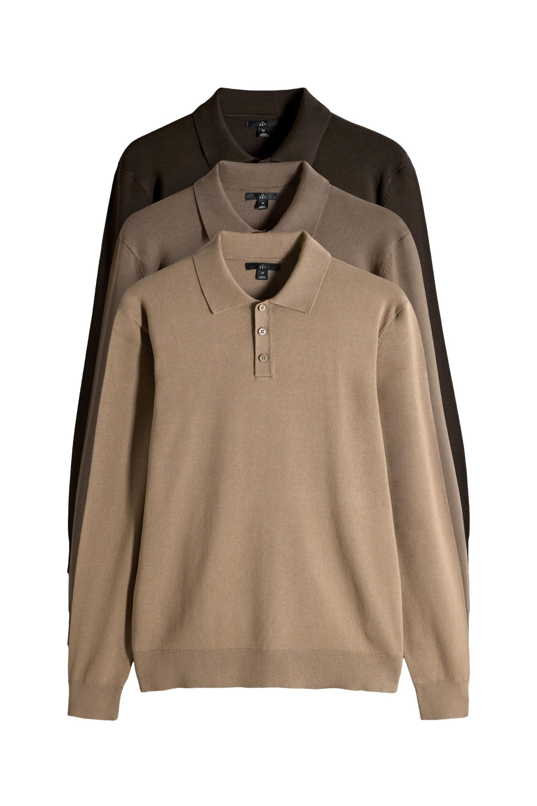 The Set Strickpullover The Set gestrickte Polo-Pullover, 3er-Pack (3-tlg) günstig online kaufen
