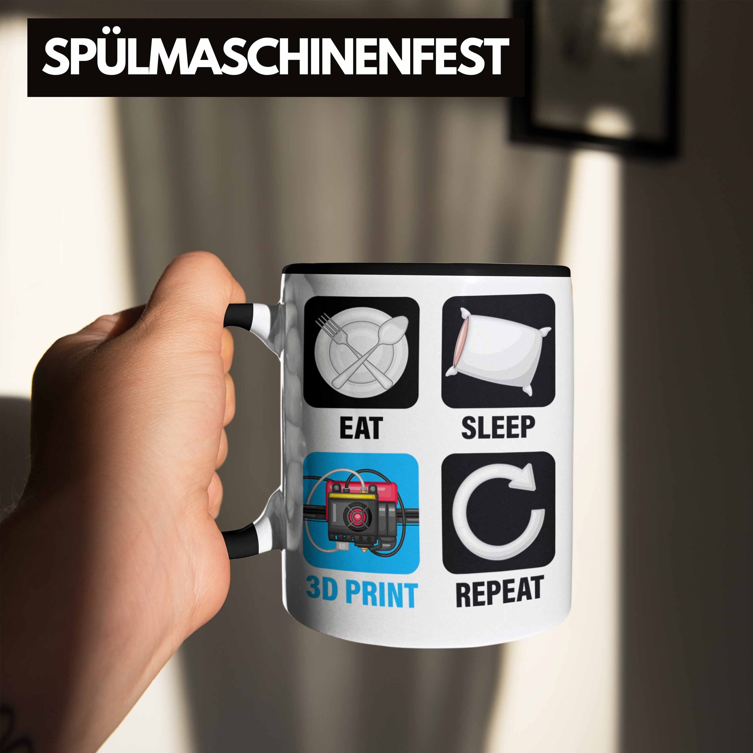 3D Print 3D Geschenk Repeat 3D Eat Tasse Printing für Trendation Schwarz Drucker Tasse Mä Sleep