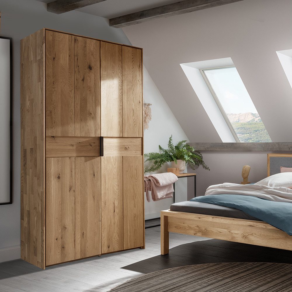 Lomadox Kleiderschrank AVELLINO-137 Garderobenschrank Schlafzimmerschrank Massivholz Schrank Eiche