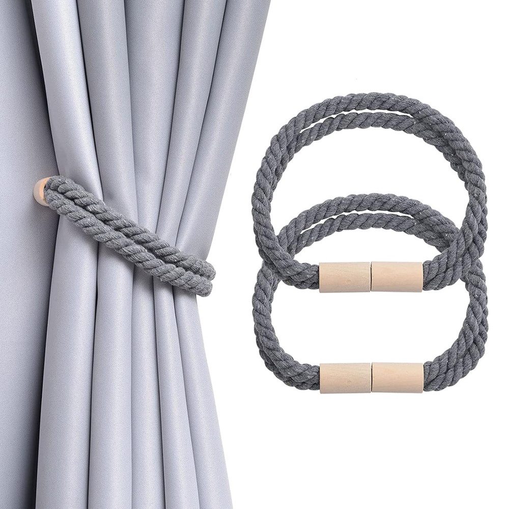 NUODWELL Raffhalter 2 Stück Magnetische Vorhang Raffhalter, gewebtes Seil V günstig online kaufen