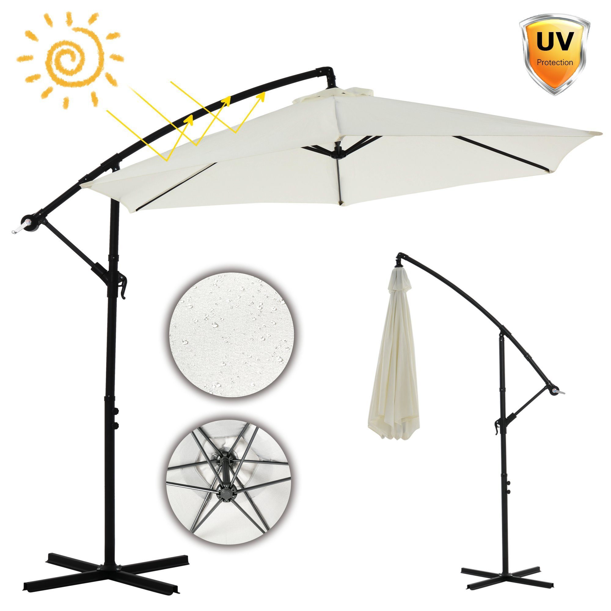 Mucola Sonnenschirm Sonnenschirm Kurbelschirm Ø 300 günstig online kaufen