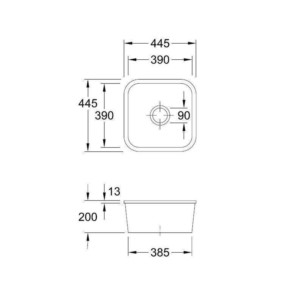 Premiumline TR & & 44,5/44,5 cm Unterbauspüle Boch Villeroy Küchenspüle 50, Cisterna Boch Villeroy Timber