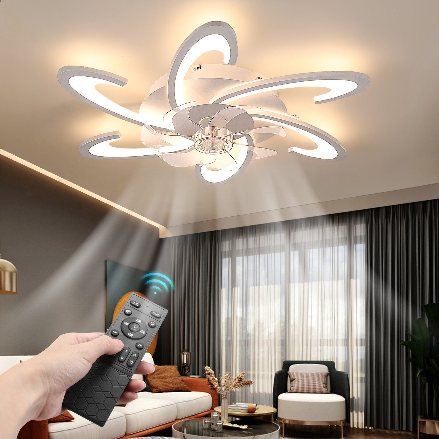 LETGOSPT Deckenleuchte Leise Deckenventilator mit Beleuchtung günstig online kaufen