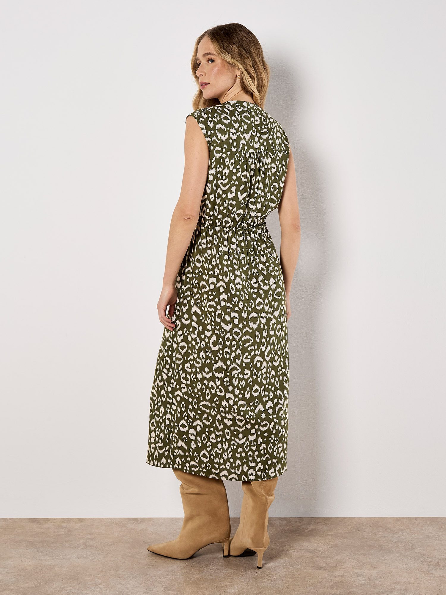 Apricot Druckkleid Midikleid (2-tlg., mit Kordel) mit Animal-Print