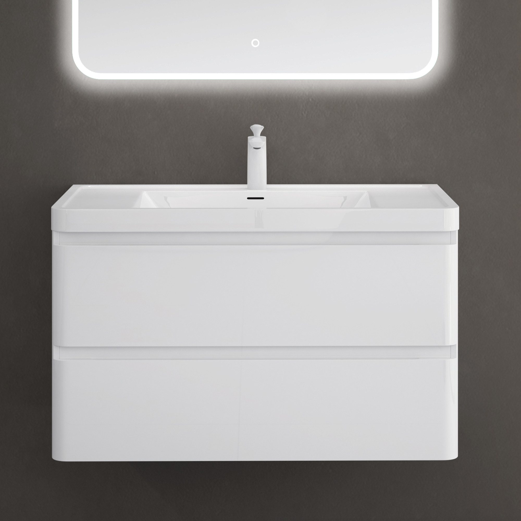 doporro Badmöbel-Set Mineraguss Waschbeckenunterschrank Badezimmer Soft-Clo günstig online kaufen