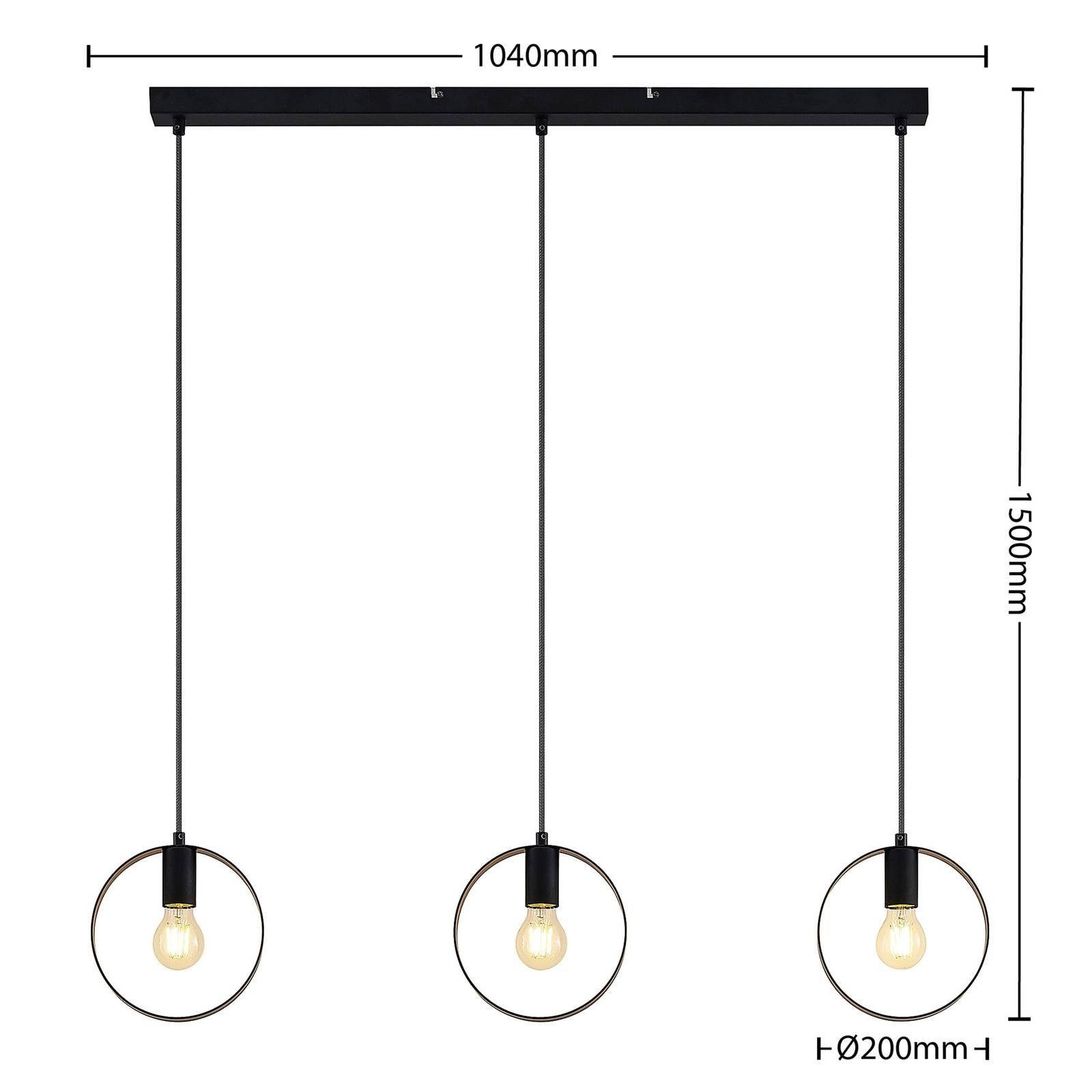 Deckenlampe Shaima, Eisen, nicht flammig, 3 Hängeleuchte Schwarz Modern, E27, inklusive, matt, dimmbar, Leuchtmittel Lindby